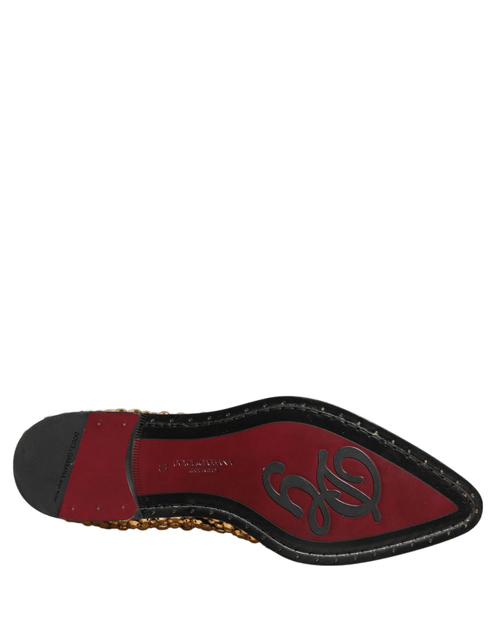 Dolce &amp; Gabbana Gold Embellished Chelsea Ankle Boots Shoes