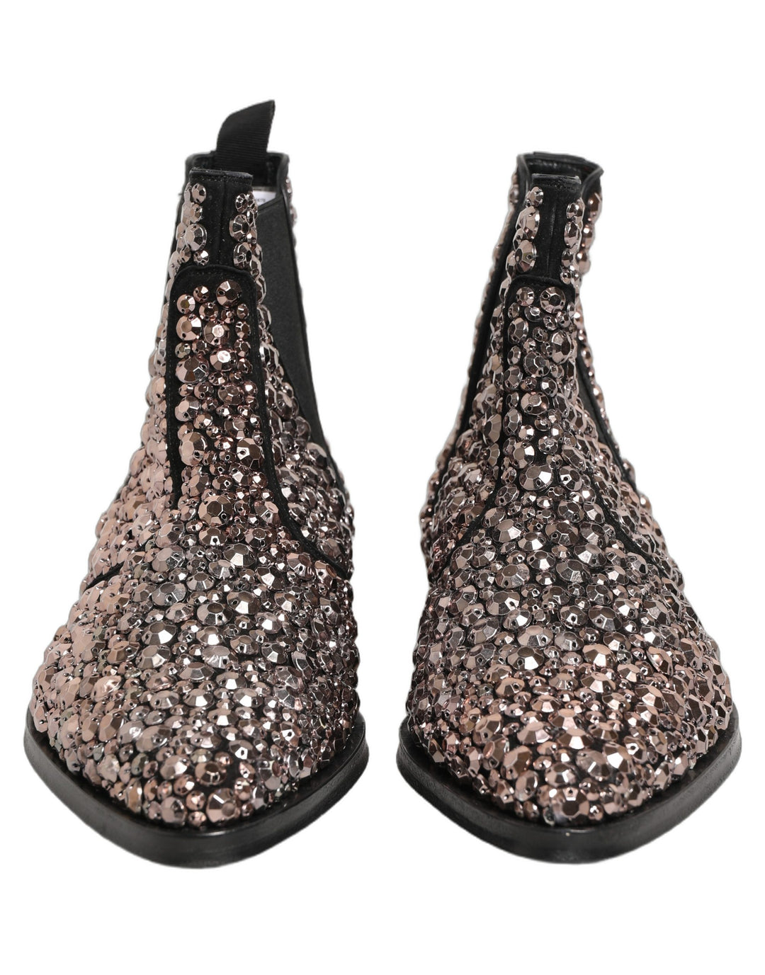 Dolce &amp; Gabbana Silver Embellished Chelsea Ankle Boots Shoes