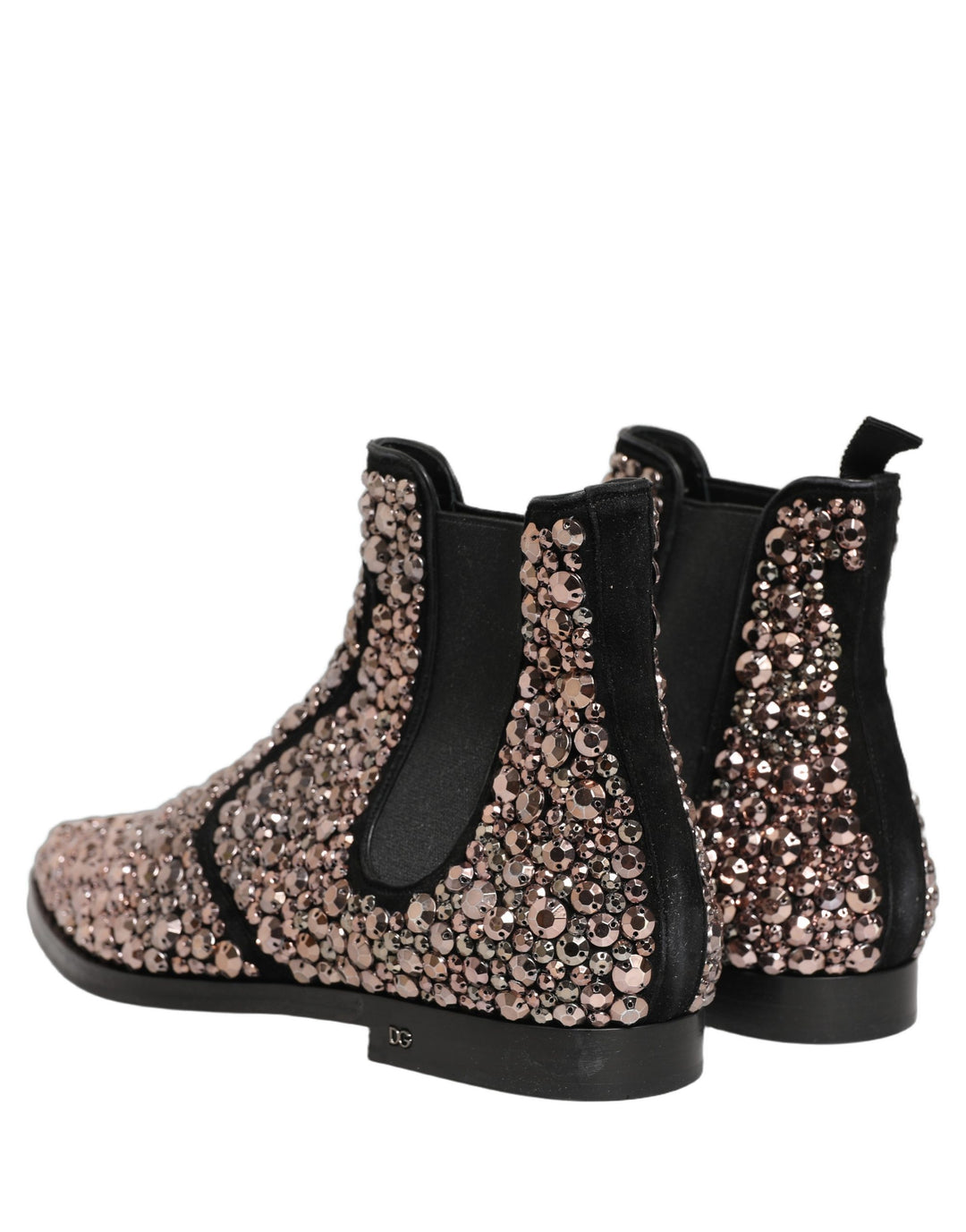 Dolce &amp; Gabbana Silver Embellished Chelsea Ankle Boots Shoes