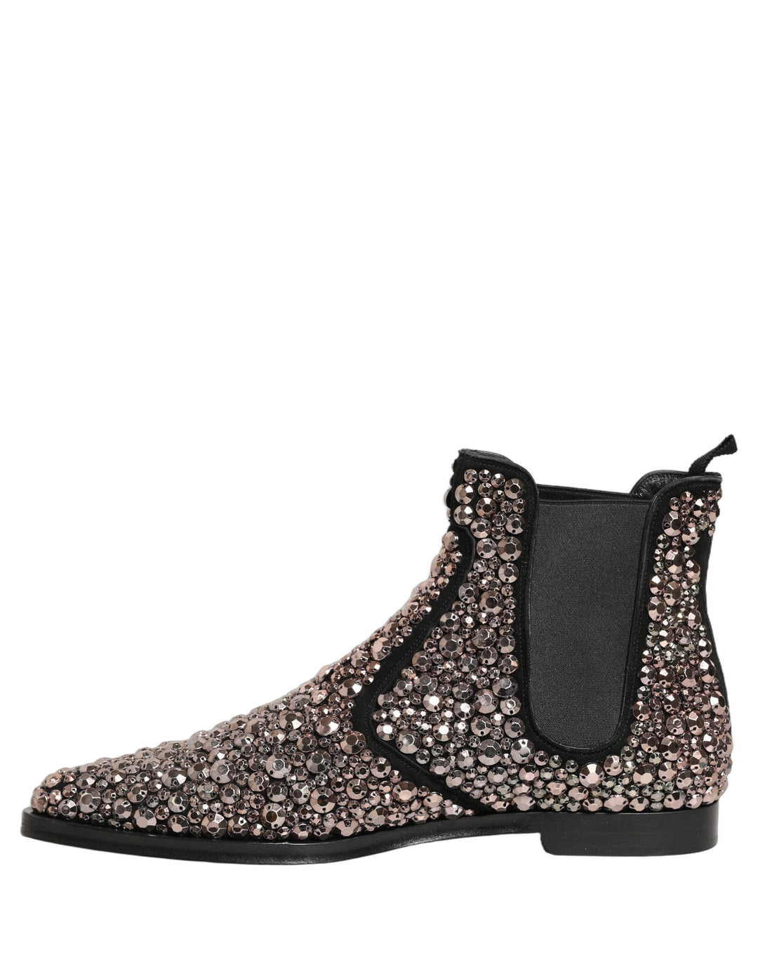 Dolce &amp; Gabbana Silver Embellished Chelsea Ankle Boots Shoes