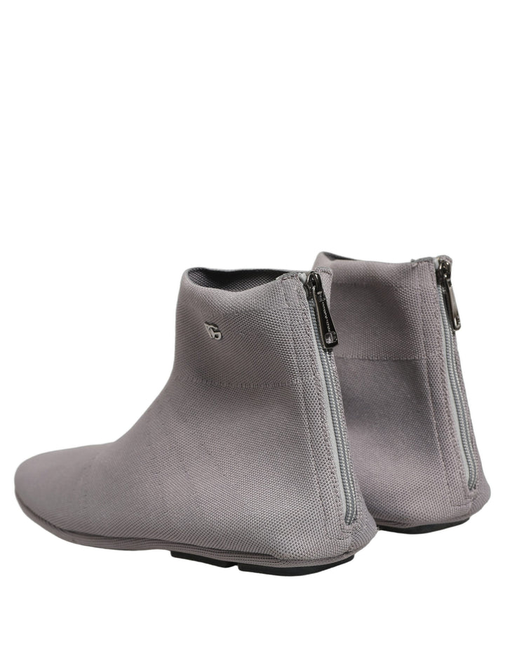 Dolce &amp; Gabbana Gray Stretch Mesh Men Ankle Boots Shoes
