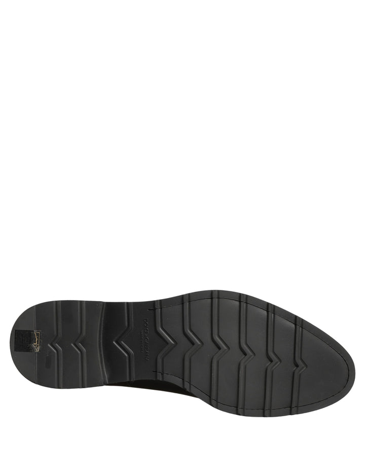 Dolce &amp; Gabbana Black Leather Men Oxford Dress Formal Shoes