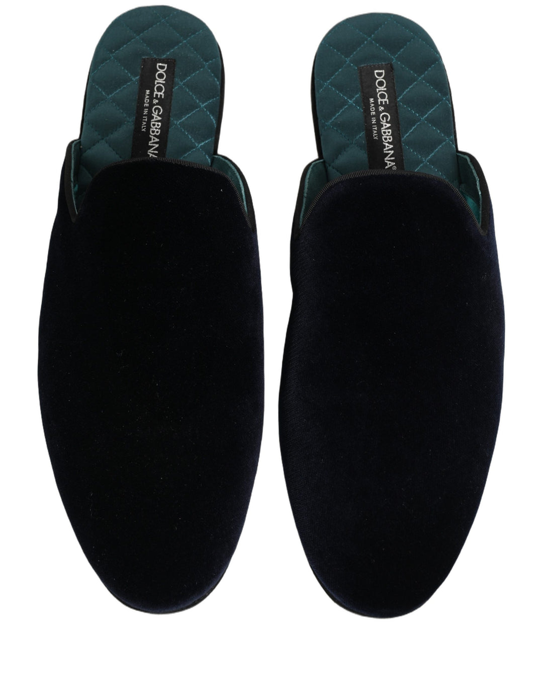 Dolce &amp; Gabbana Dark Blue Suede Slides Flat Slipper Men Shoes