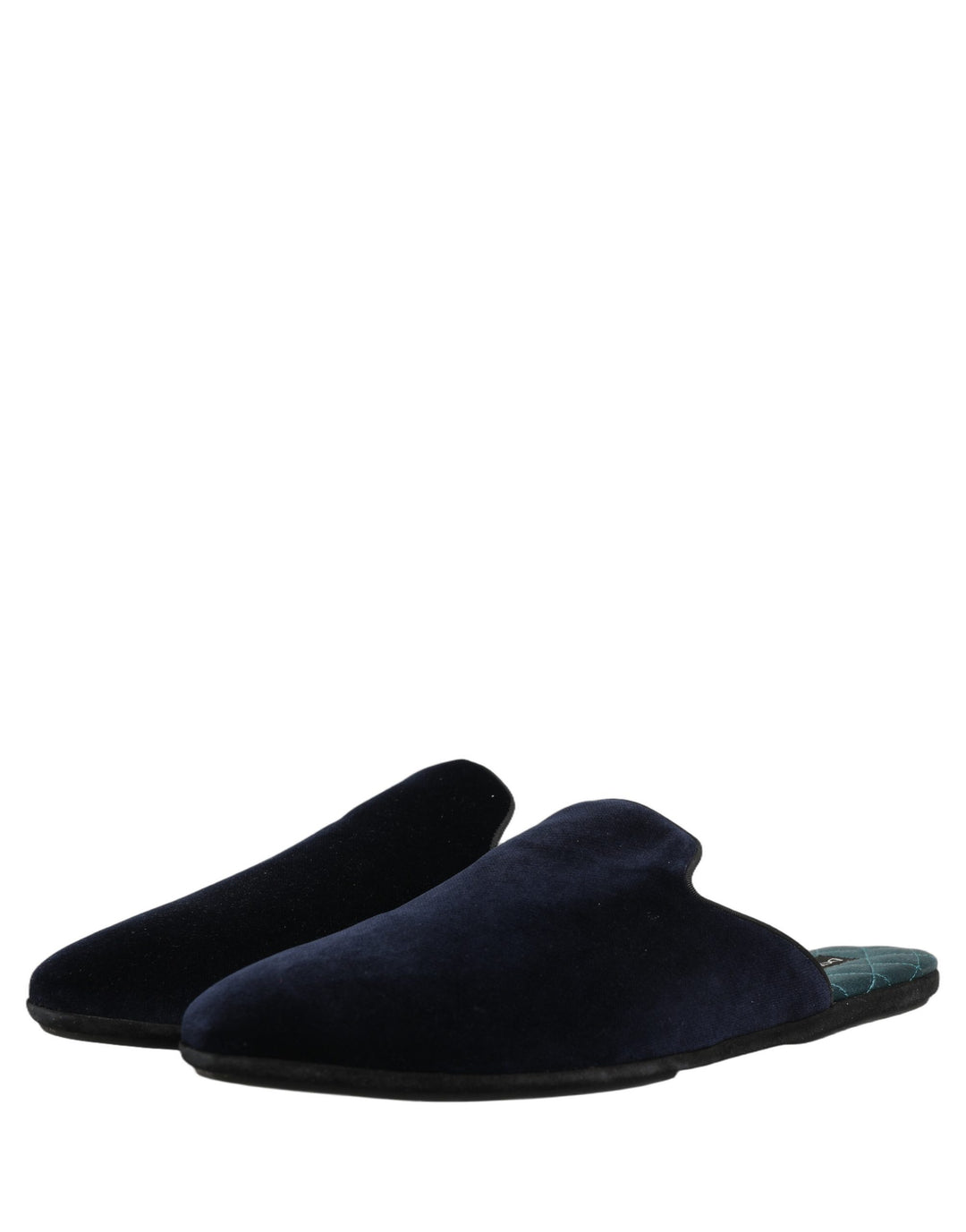 Dolce &amp; Gabbana Dark Blue Suede Slides Flat Slipper Men Shoes