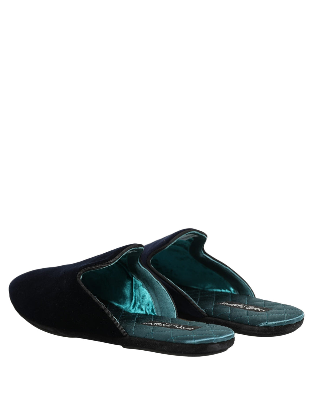 Dolce &amp; Gabbana Dark Blue Suede Slides Flat Slipper Men Shoes