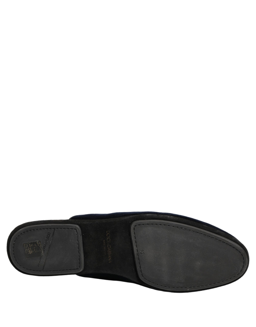 Dolce &amp; Gabbana Dark Blue Suede Slides Flat Slipper Men Shoes
