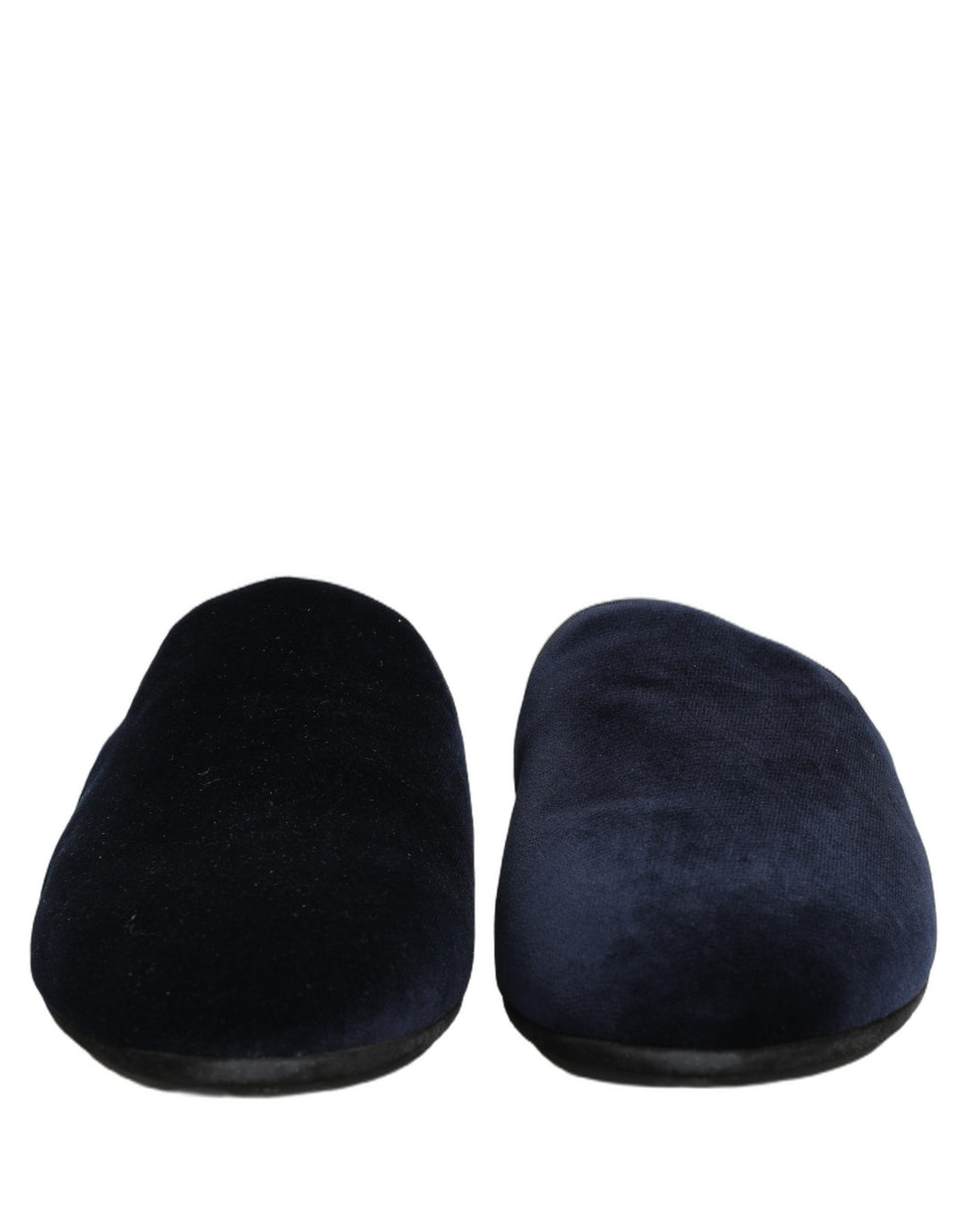 Dolce &amp; Gabbana Dark Blue Suede Slides Flat Slipper Men Shoes