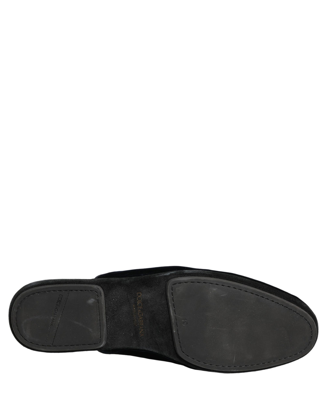 Dolce &amp; Gabbana Dark Blue Suede Slides Flat Slipper Men Shoes