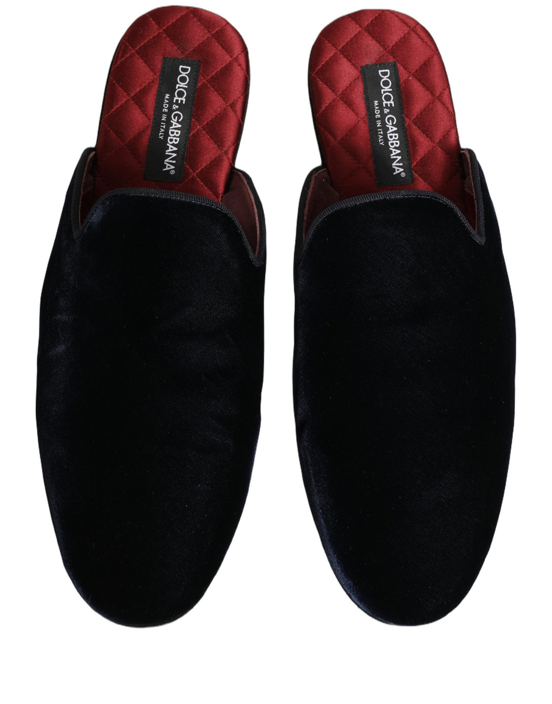 Dolce &amp; Gabbana Dark Blue Suede Slides Flat Slipper Men Shoes