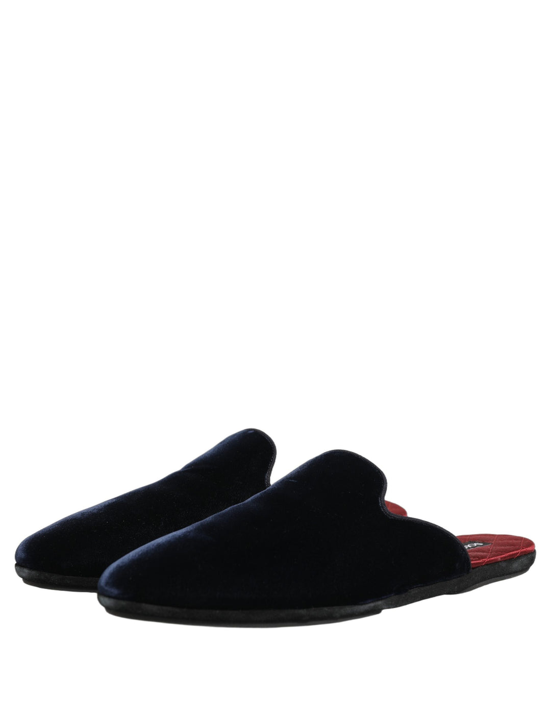 Dolce &amp; Gabbana Dark Blue Suede Slides Flat Slipper Men Shoes