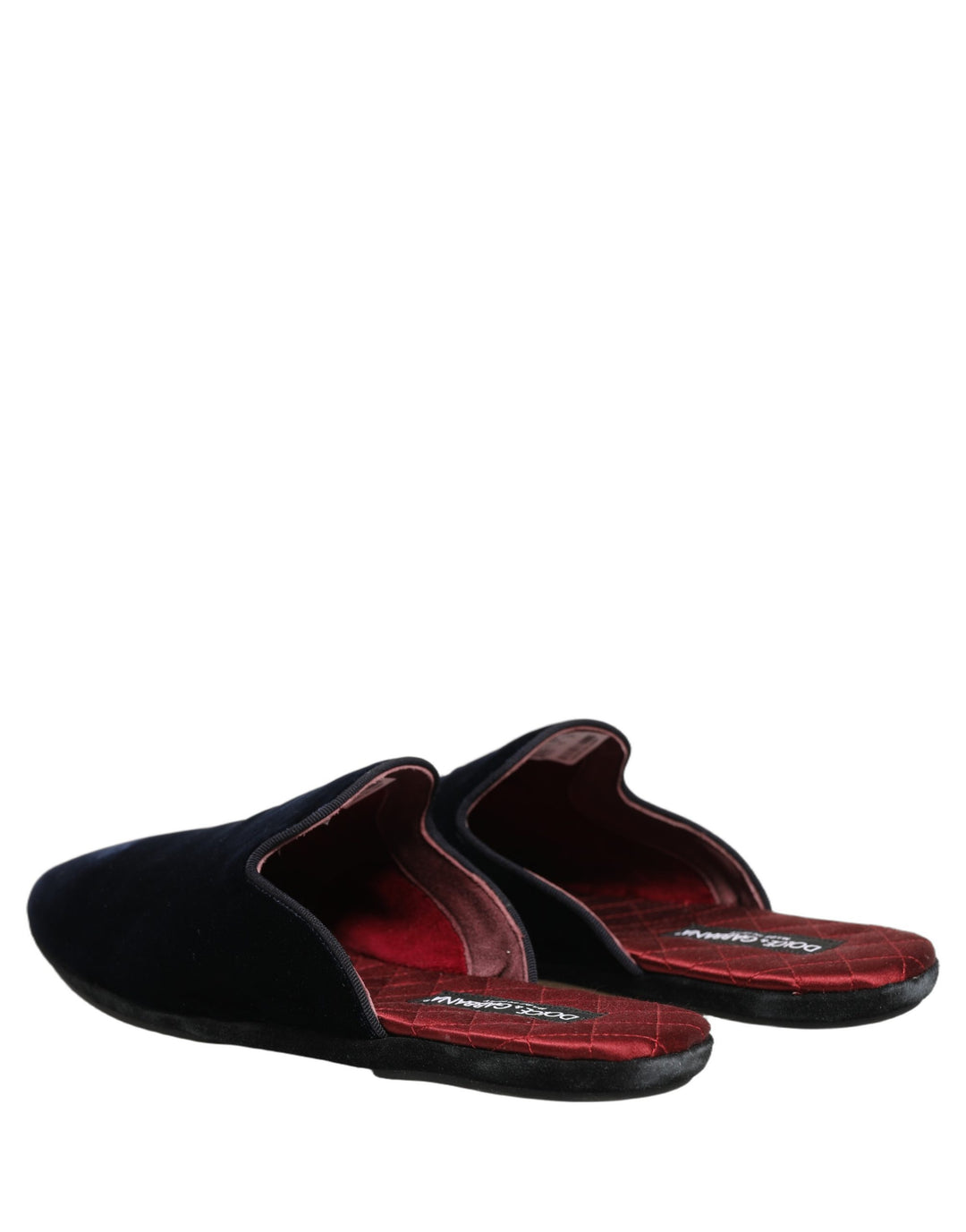 Dolce &amp; Gabbana Dark Blue Suede Slides Flat Slipper Men Shoes