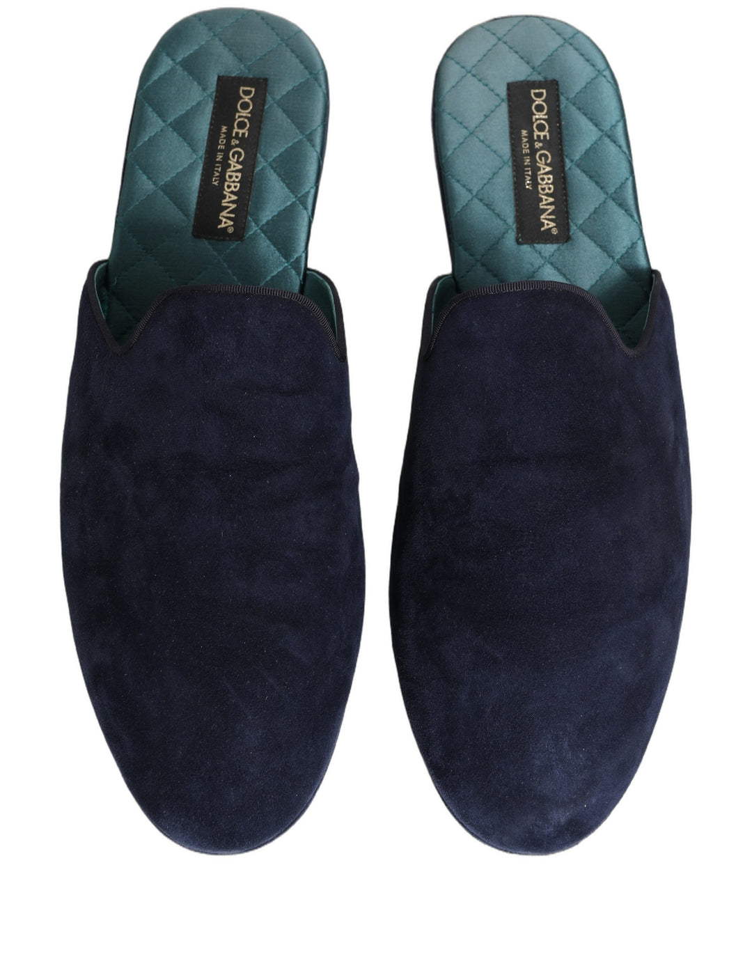 Dolce &amp; Gabbana Blue Suede Slides Flat Slipper Men Shoes