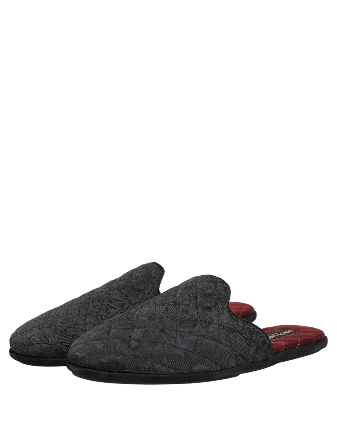 Dolce &amp; Gabbana Black Floral Brocade Slides Slippers Shoes
