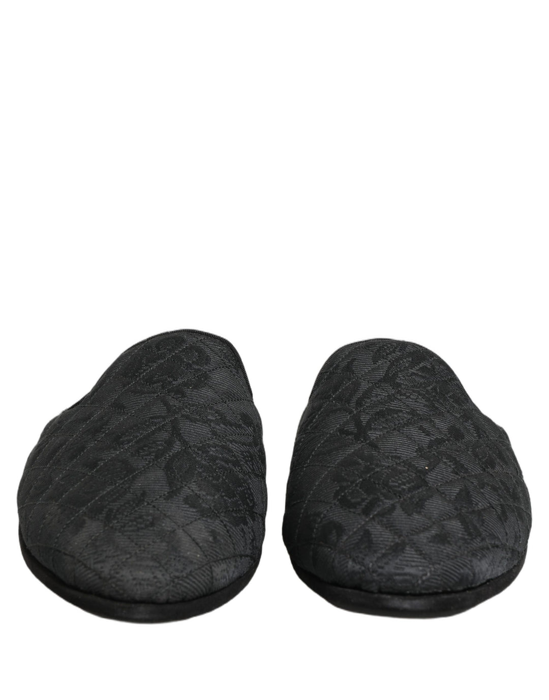 Dolce &amp; Gabbana Black Floral Brocade Slides Slippers Shoes