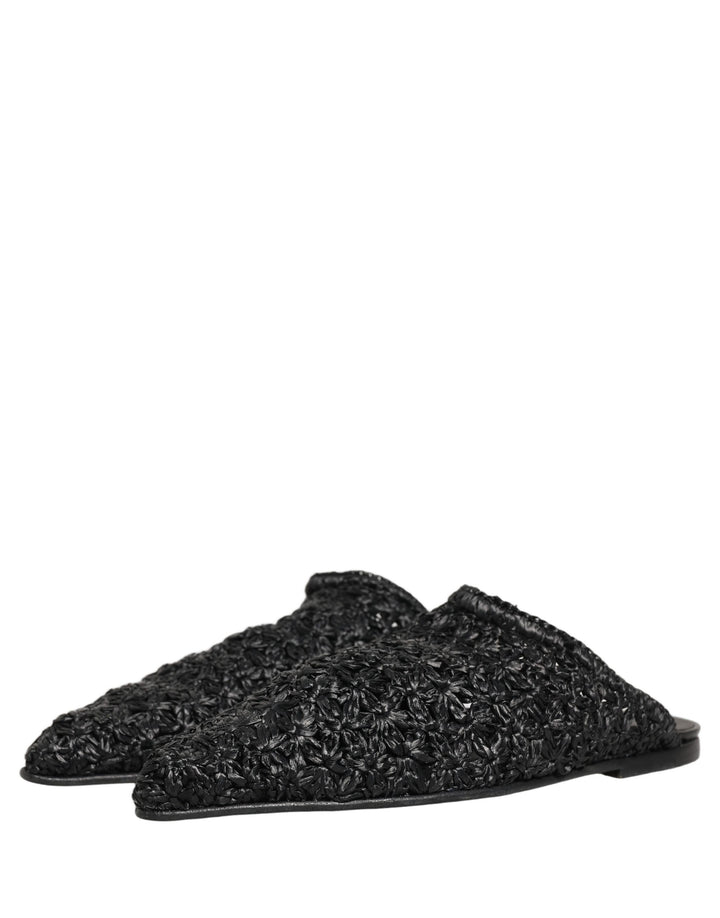 Dolce &amp; Gabbana Black Mules Slides Slippers Men Flats Shoes