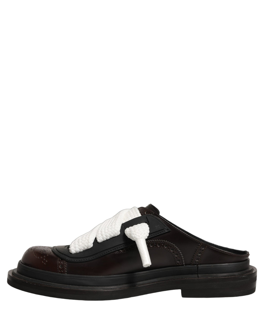 Dolce &amp; Gabbana Brown Leather Slip On Flat Sandals Men Shoes