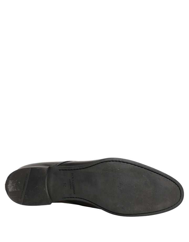 Dolce &amp; Gabbana Black Leather Men Derby Dress Formal Shoes