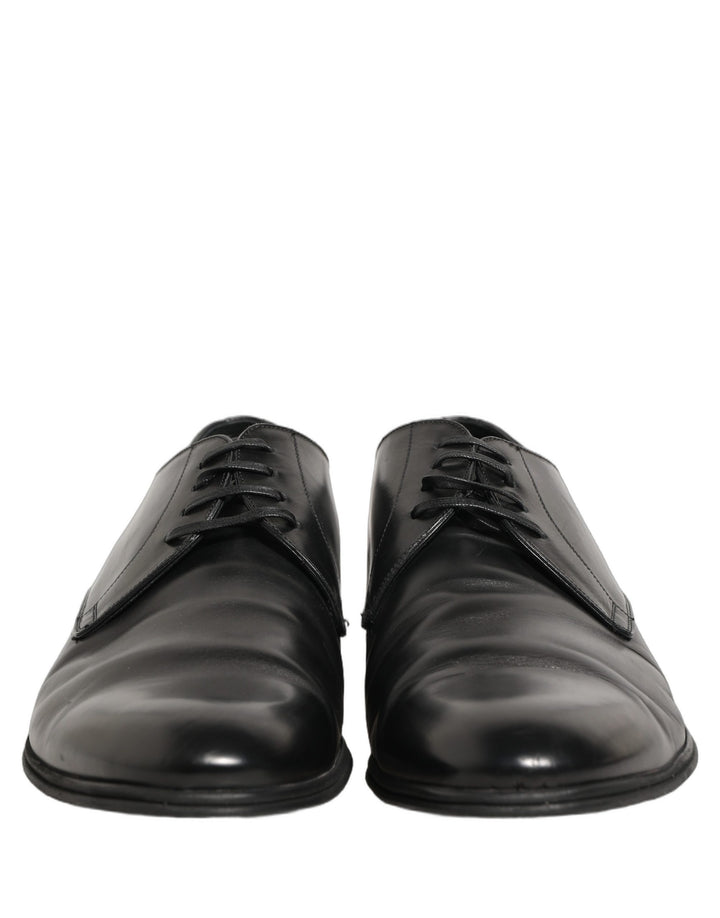 Dolce &amp; Gabbana Black Leather Men Derby Dress Formal Shoes