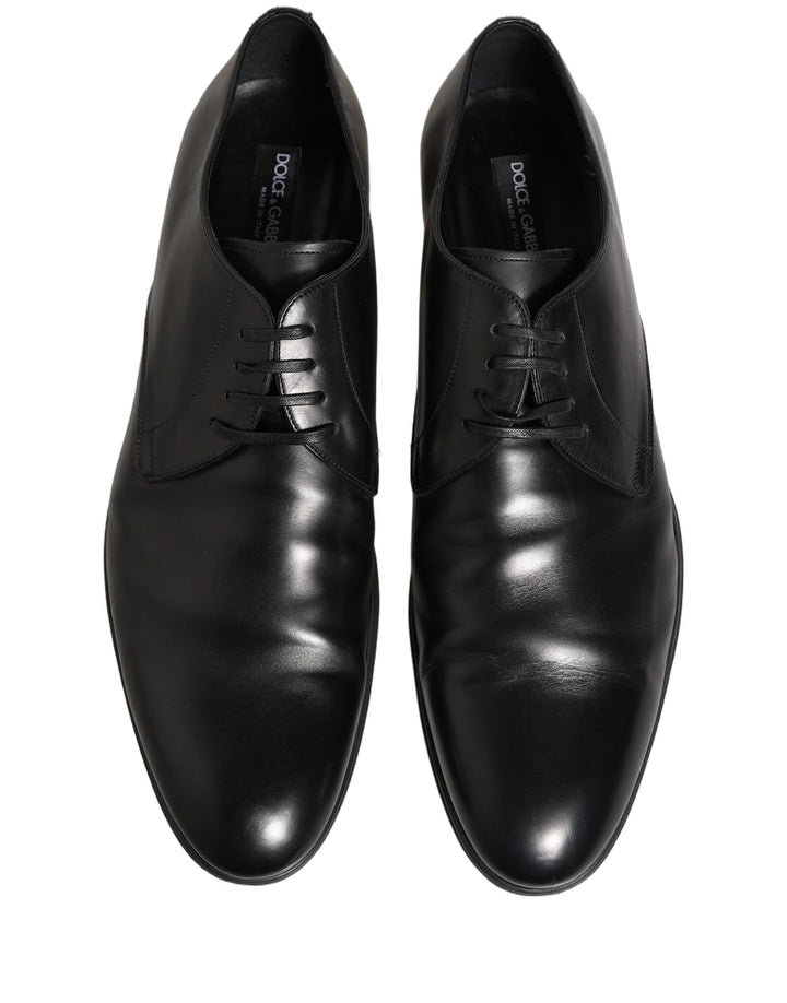 Dolce &amp; Gabbana Black Leather Men Derby Dress Formal Shoes