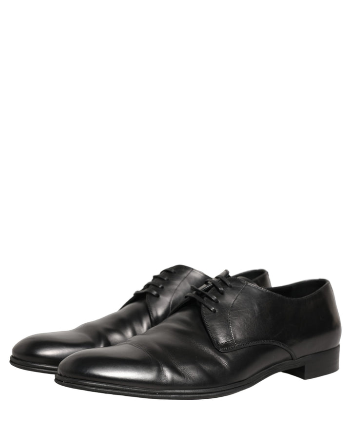 Dolce &amp; Gabbana Black Leather Men Derby Dress Formal Shoes