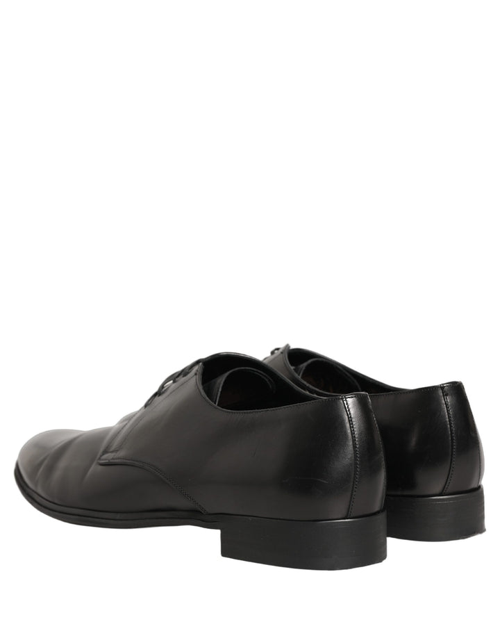 Dolce &amp; Gabbana Black Leather Men Derby Dress Formal Shoes
