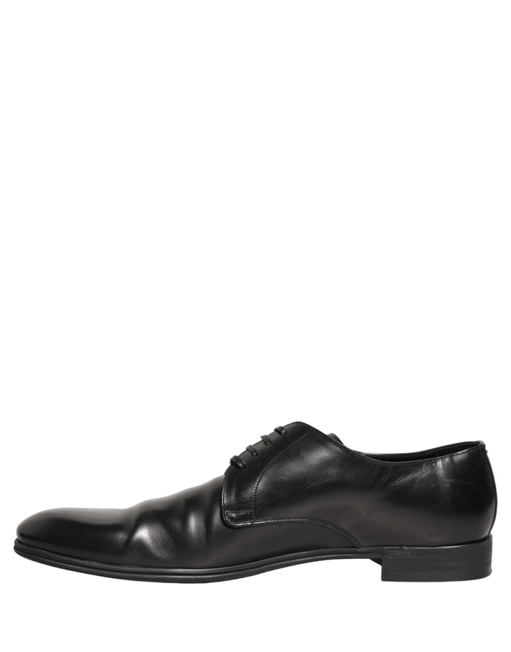 Dolce &amp; Gabbana Black Leather Men Derby Dress Formal Shoes