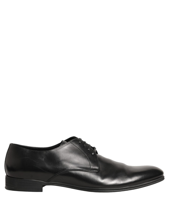 Dolce &amp; Gabbana Black Leather Men Derby Dress Formal Shoes