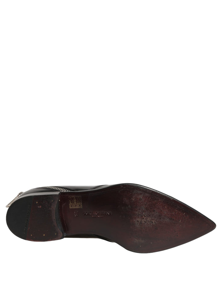 Dolce &amp; Gabbana Black Leather Men Derby Dress Formal Shoes