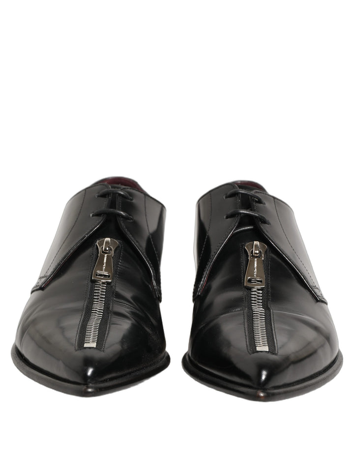 Dolce &amp; Gabbana Black Leather Men Derby Dress Formal Shoes