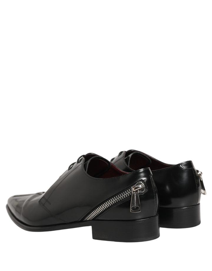 Dolce &amp; Gabbana Black Leather Men Derby Dress Formal Shoes