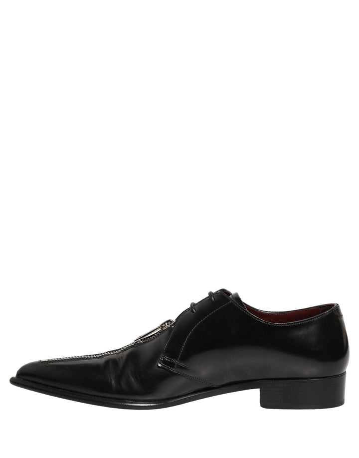 Dolce &amp; Gabbana Black Leather Men Derby Dress Formal Shoes