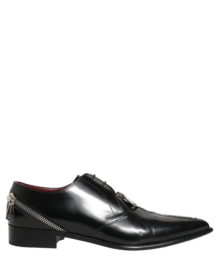 Dolce &amp; Gabbana Black Leather Men Derby Dress Formal Shoes