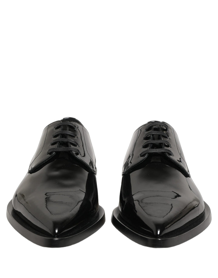 Dolce &amp; Gabbana Black Leather Men Derby Dress Formal Shoes