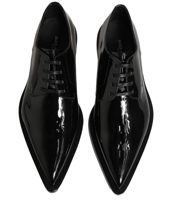 Dolce &amp; Gabbana Black Leather Men Derby Dress Formal Shoes