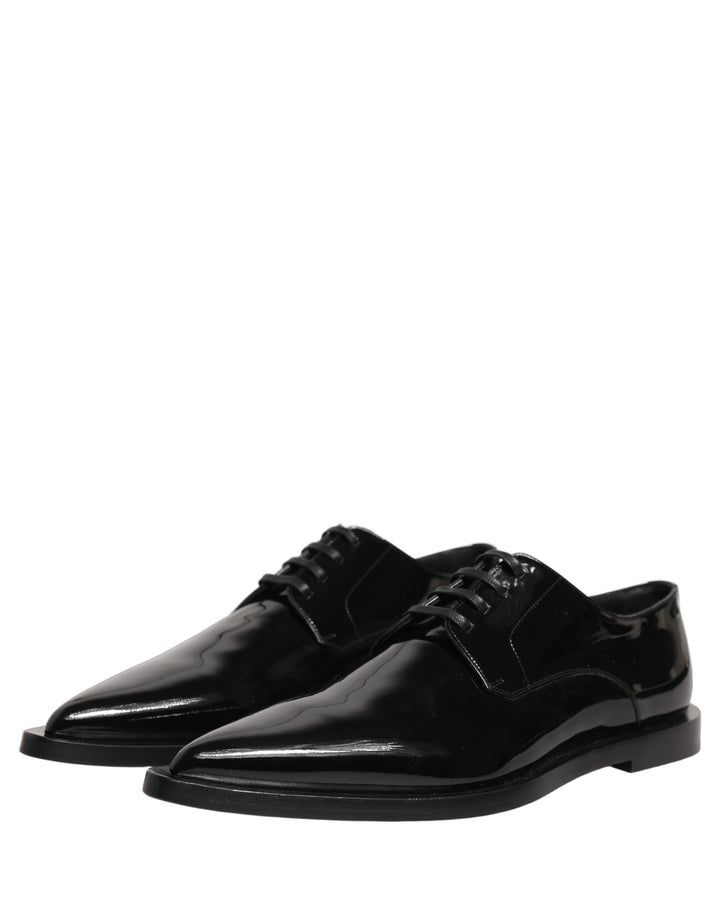 Dolce &amp; Gabbana Black Leather Men Derby Dress Formal Shoes