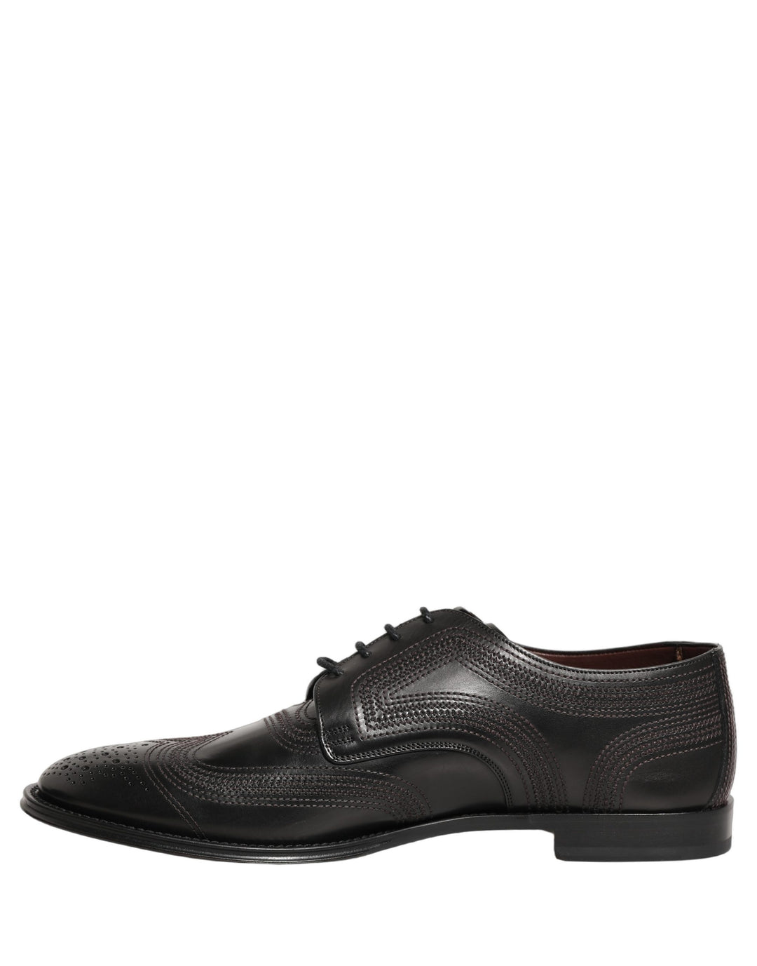 Dolce &amp; Gabbana Black Embroidered Leather Derby Dress Shoes