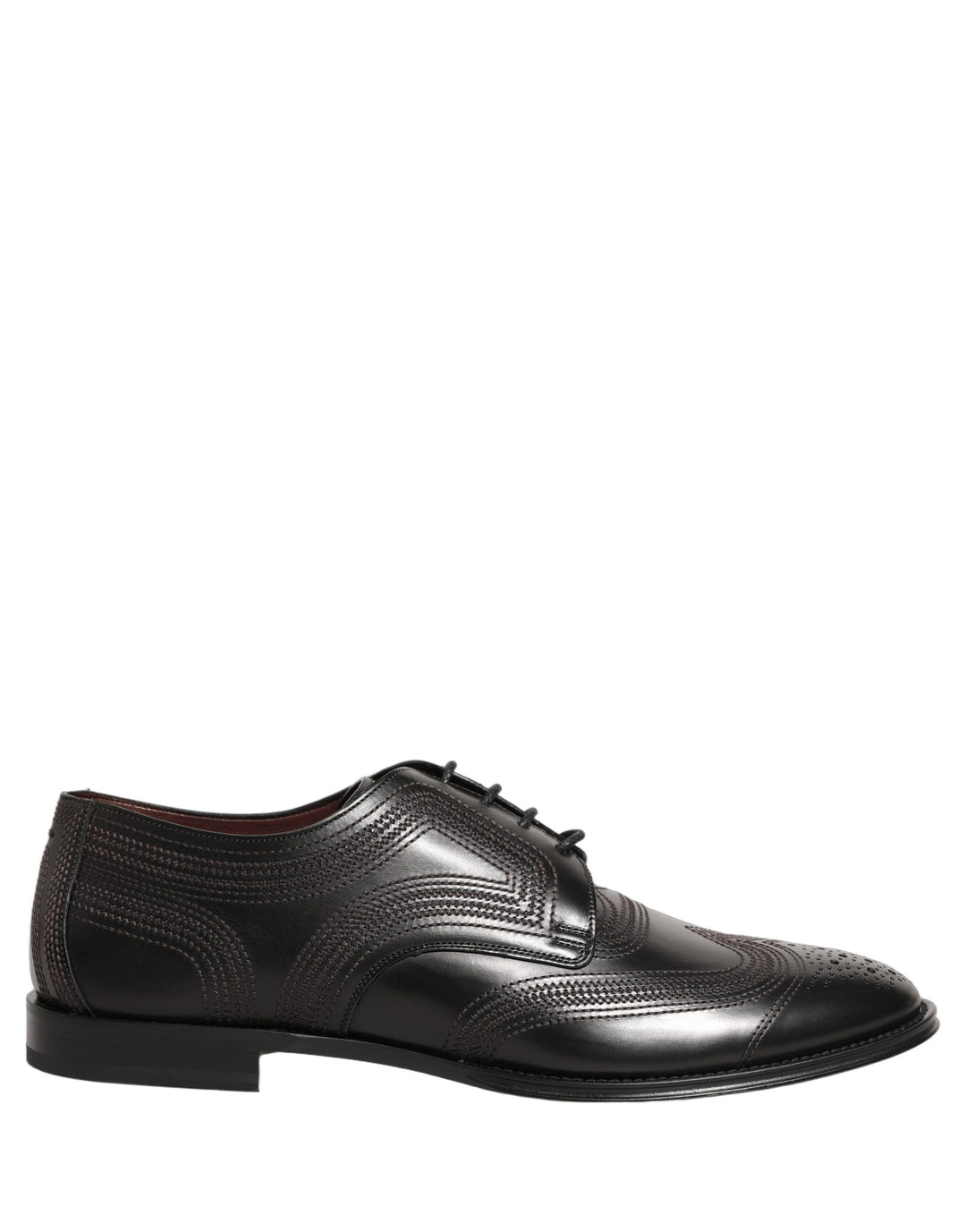 Dolce &amp; Gabbana Black Embroidered Leather Derby Dress Shoes