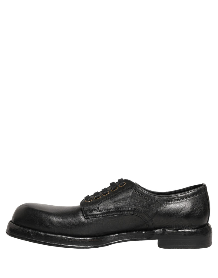 Dolce &amp; Gabbana Black Leather Lace Up Derby Dress Men Shoes