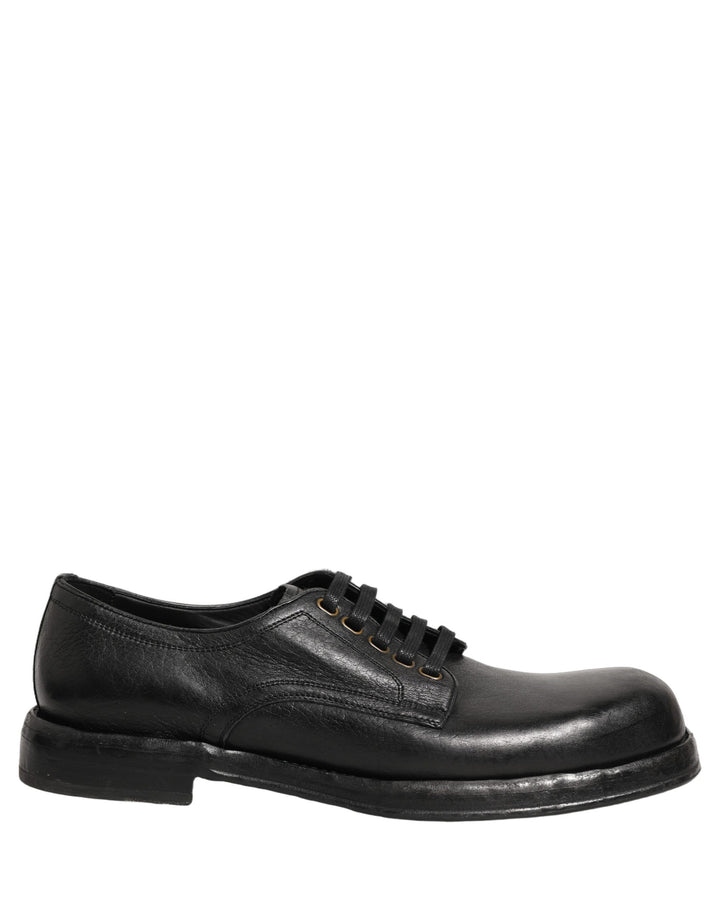 Dolce &amp; Gabbana Black Leather Lace Up Derby Dress Men Shoes