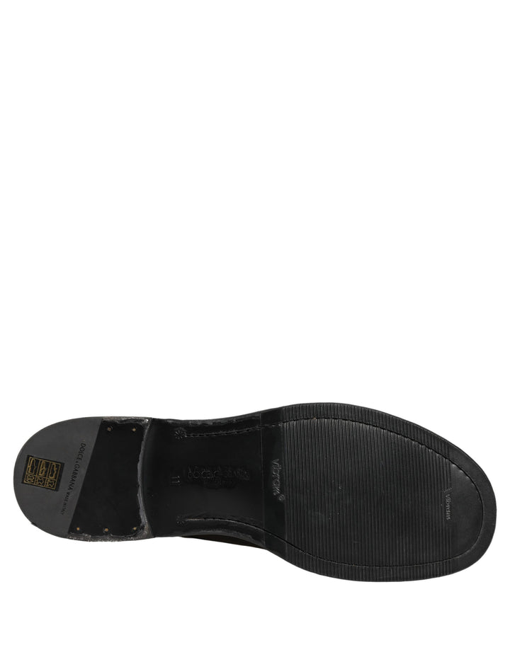 Dolce &amp; Gabbana Black Leather Lace Up Derby Dress Men Shoes