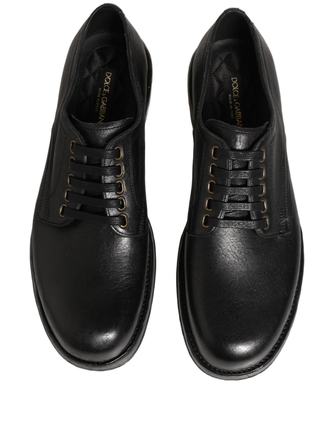 Dolce &amp; Gabbana Black Leather Lace Up Derby Dress Men Shoes