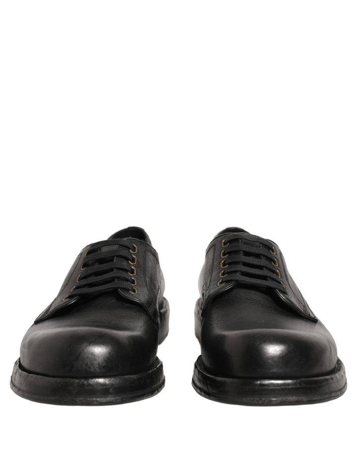 Dolce &amp; Gabbana Black Leather Lace Up Derby Dress Men Shoes