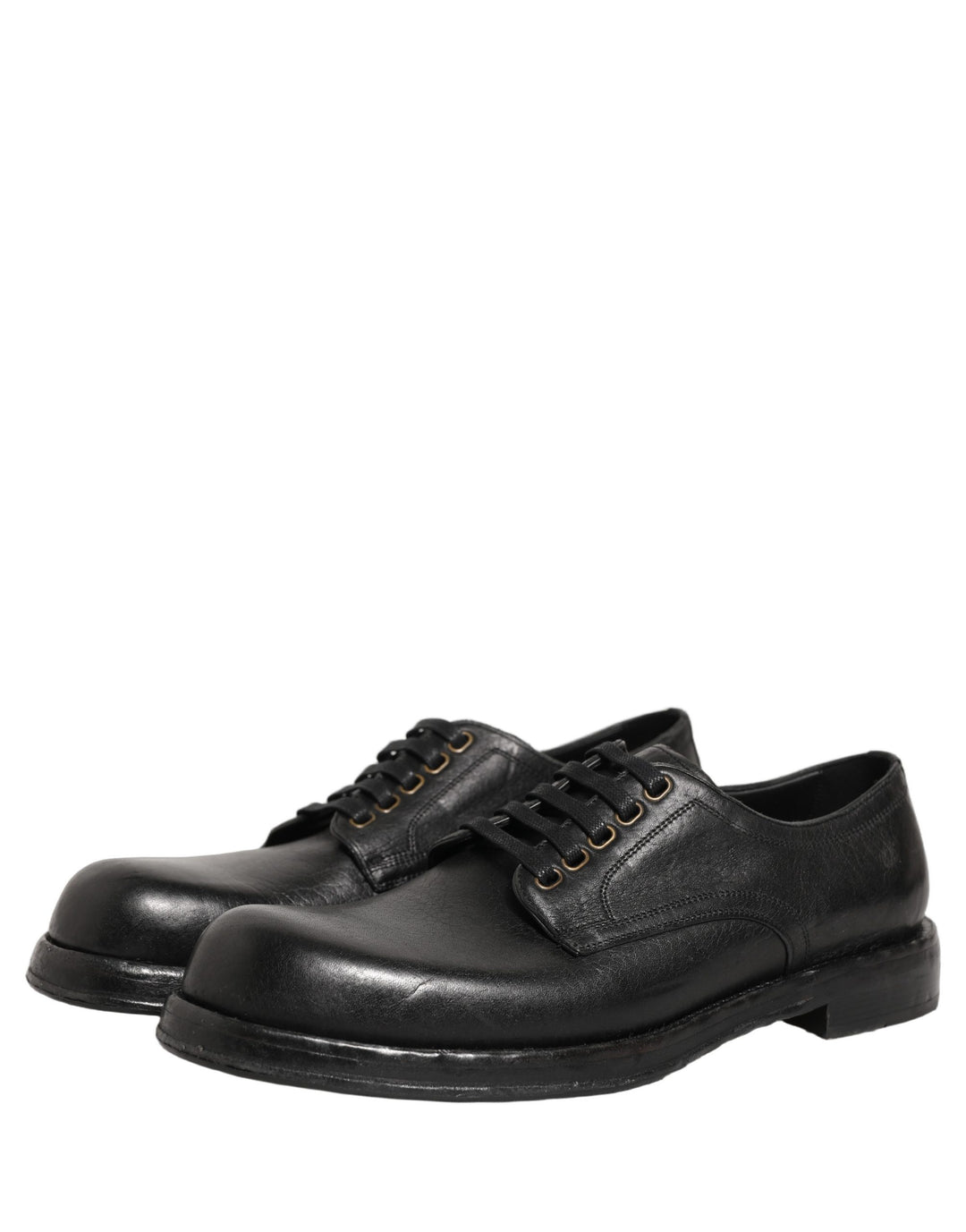 Dolce &amp; Gabbana Black Leather Lace Up Derby Dress Men Shoes
