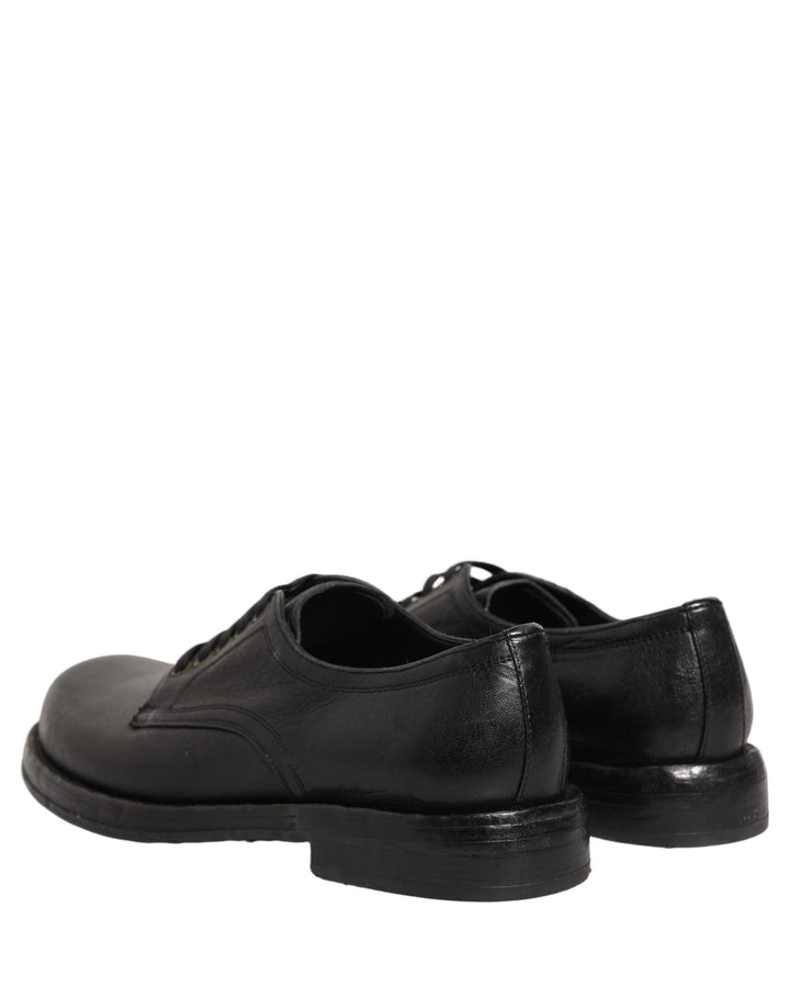 Dolce &amp; Gabbana Black Leather Lace Up Derby Dress Men Shoes