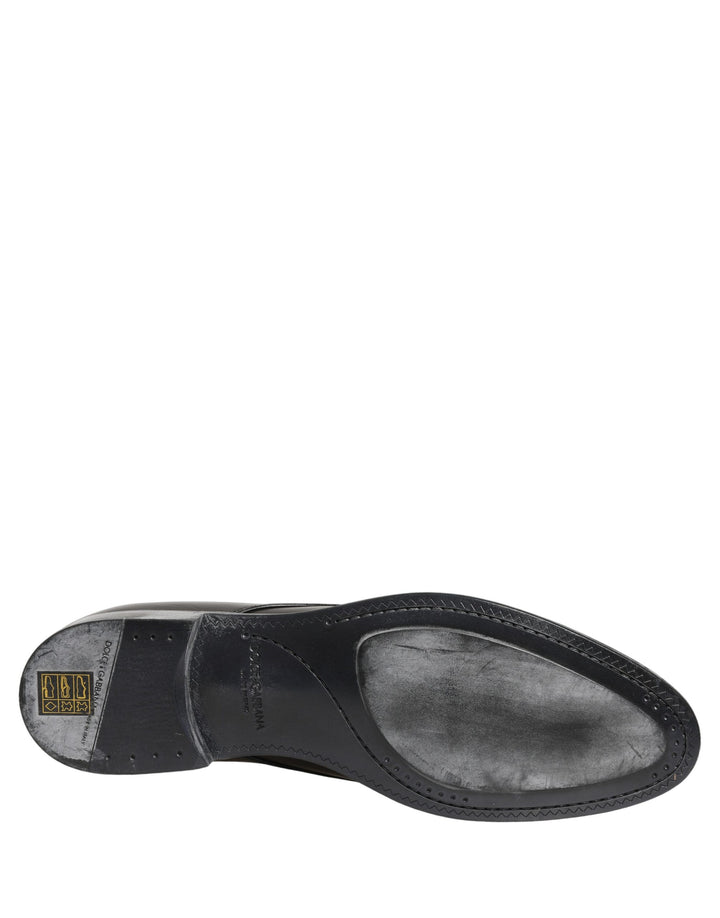 Dolce &amp; Gabbana Dress Black Leather Lace Up Derby Men Shoes
