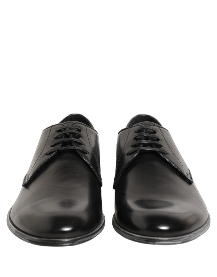 Dolce &amp; Gabbana Dress Black Leather Lace Up Derby Men Shoes