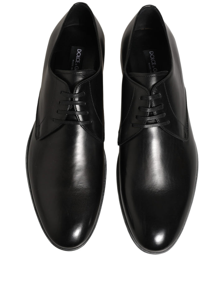 Dolce &amp; Gabbana Dress Black Leather Lace Up Derby Men Shoes