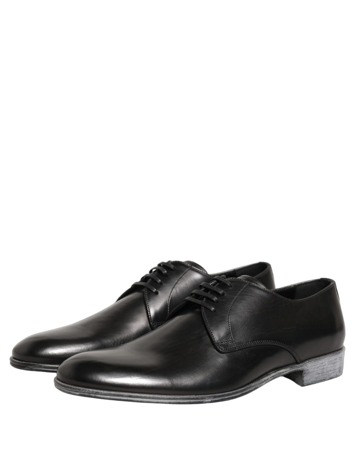 Dolce &amp; Gabbana Dress Black Leather Lace Up Derby Men Shoes