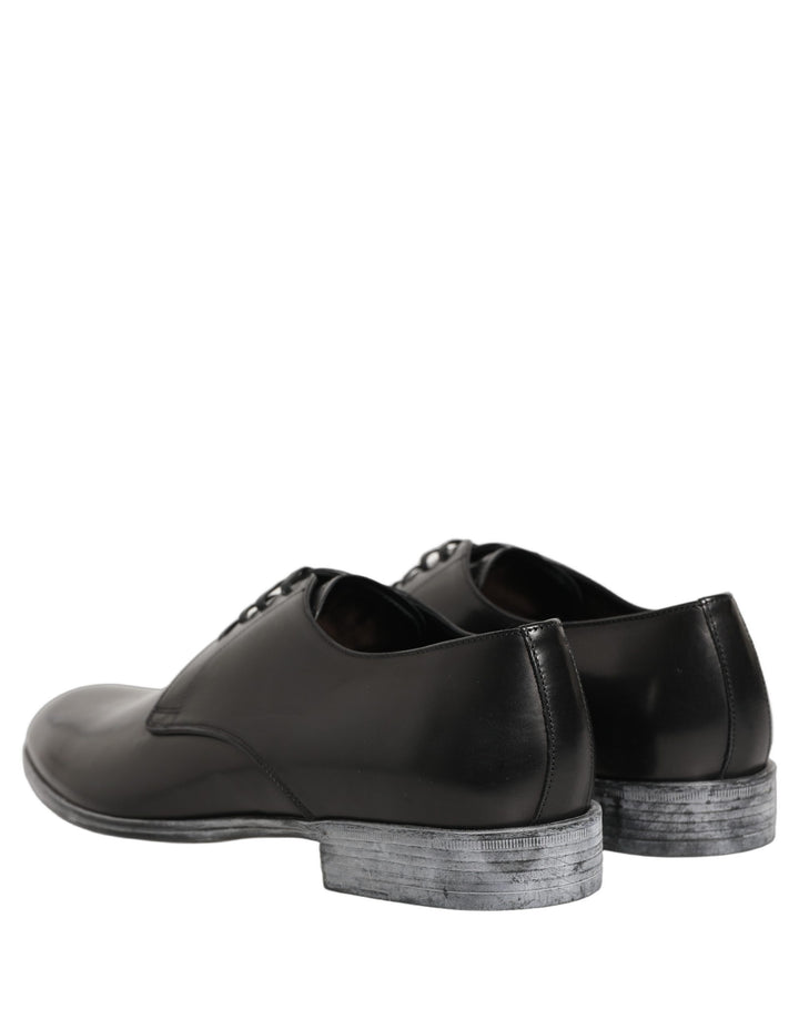 Dolce &amp; Gabbana Dress Black Leather Lace Up Derby Men Shoes
