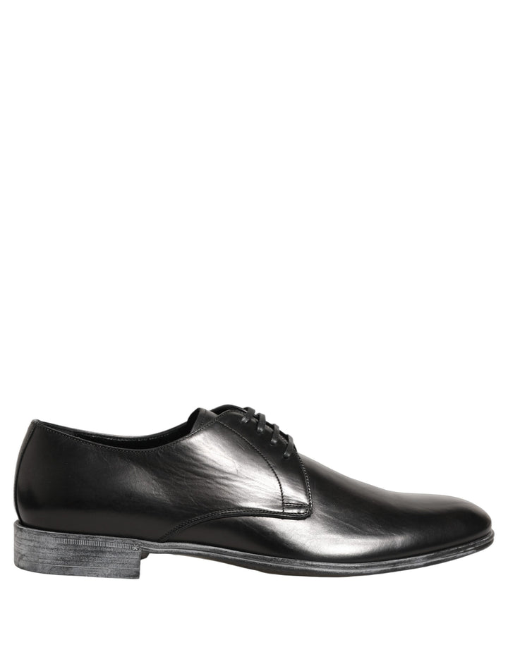Dolce &amp; Gabbana Dress Black Leather Lace Up Derby Men Shoes